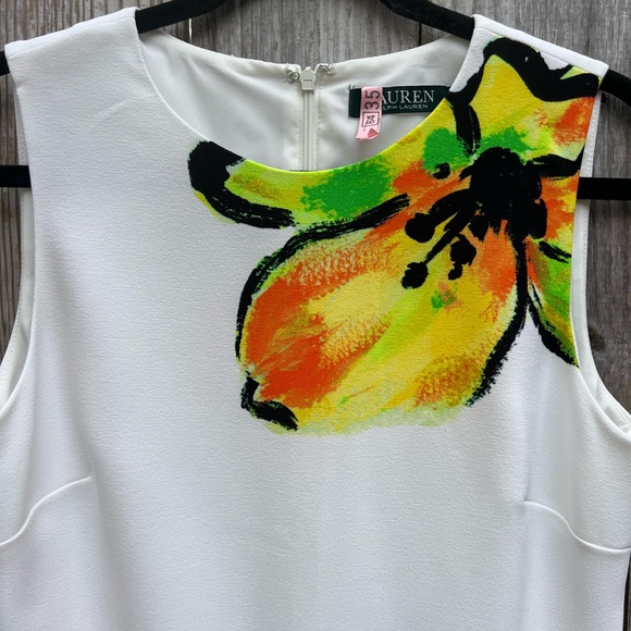 Lauren Ralph Lauren White Sleeveless Floral Women’s Shift Dress Sz 8 - Picture 8 of 14